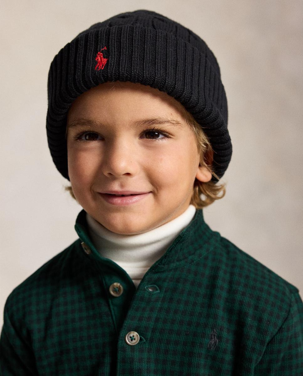 Gorro unisex de algodón con caballo bordado - Polo Ralph Lauren - Negro Negro-3