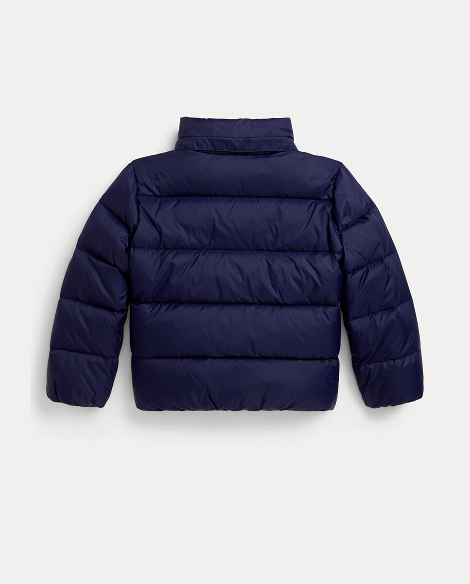 Blusão Acolchoado de Penugem com Brilho e Capuz Azul-marinho-6