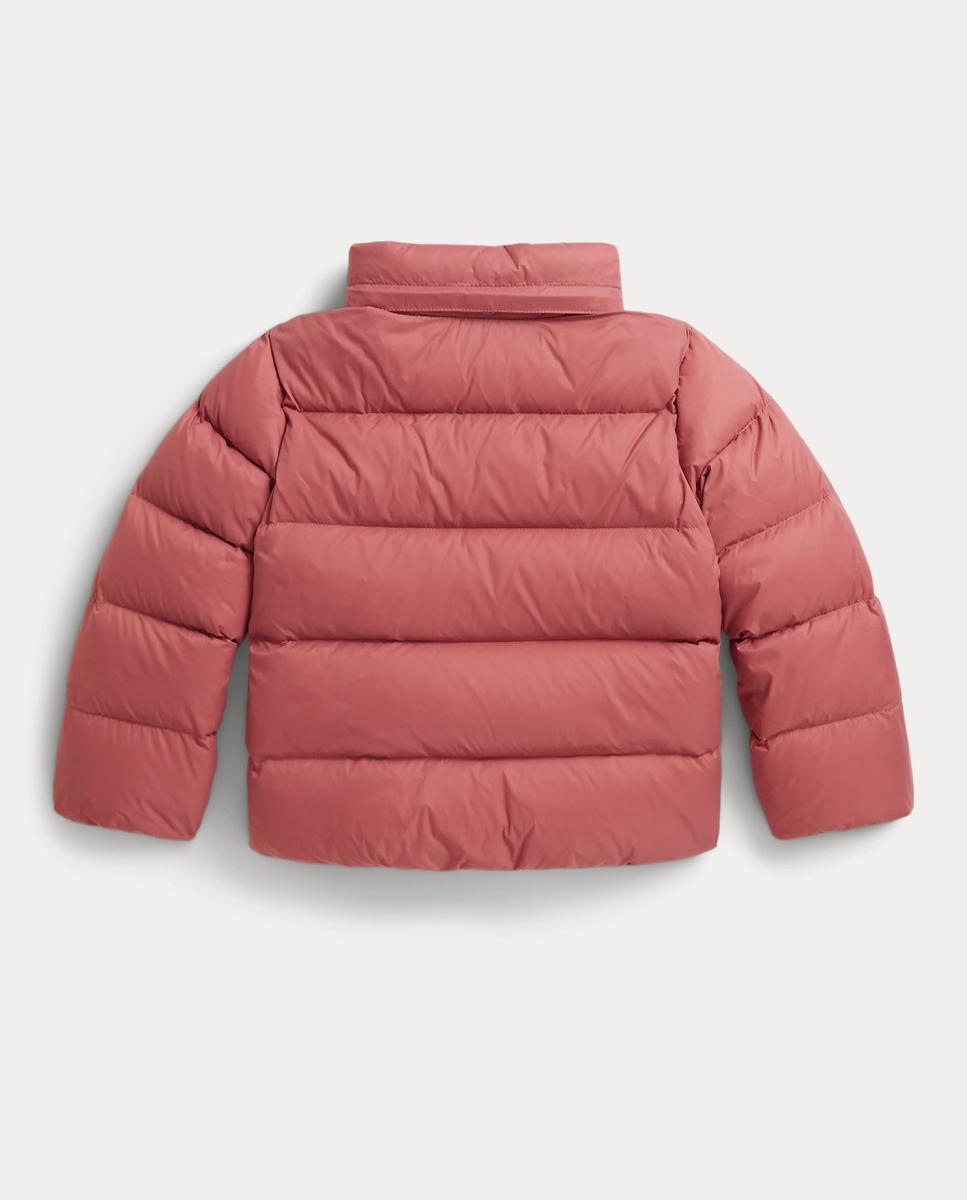 Blusão Acolchoado de Penugem Ripstop com Capuz Rosa-4
