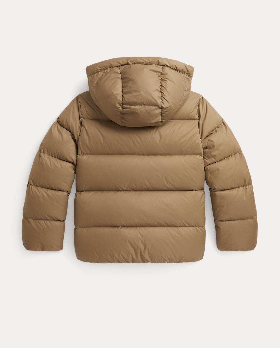 Blusão Acolchoado de Penugem Ripstop com Capuz Camel-2