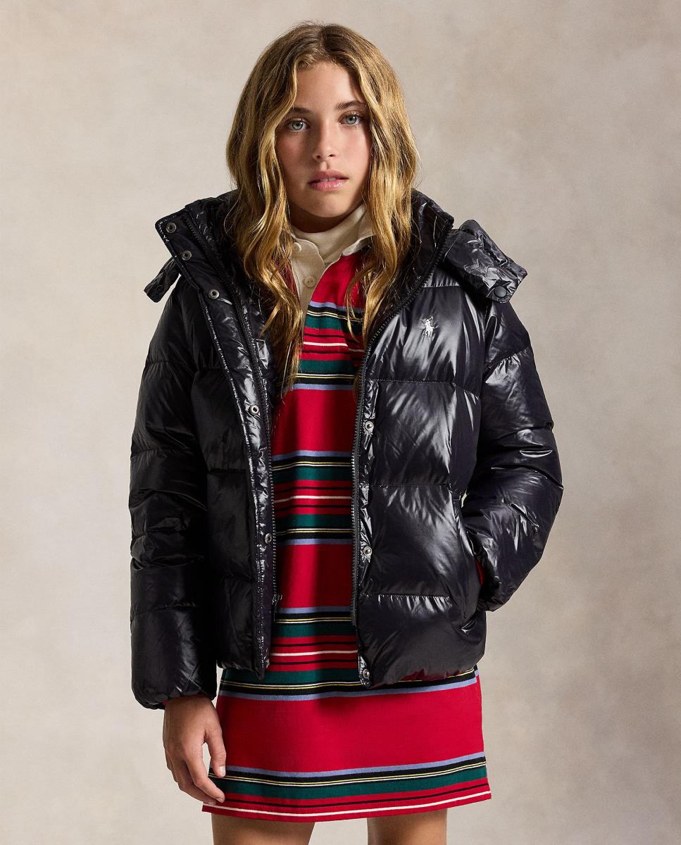 Plumífero de niña con brillo y caballo bordado - Polo Ralph Lauren - Negro Negro-1