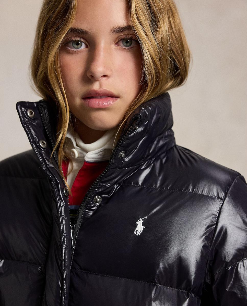 Plumífero de niña con brillo y caballo bordado - Polo Ralph Lauren - Negro Negro-2