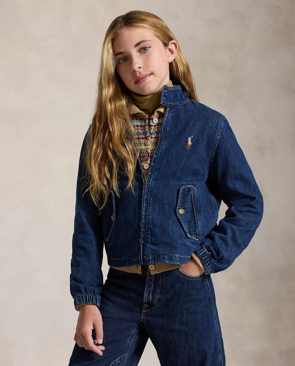 Casaco de Ganga com Cavalo Bordado Polo Ralph Lauren Azul-índigo-2