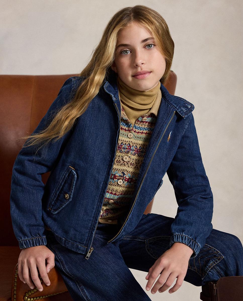 Casaco de Ganga com Cavalo Bordado Polo Ralph Lauren Azul-índigo-4