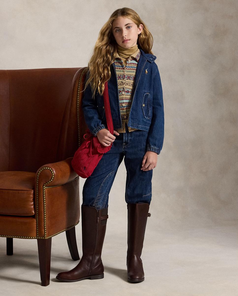 Casaco de Ganga com Cavalo Bordado Polo Ralph Lauren Azul-índigo-5