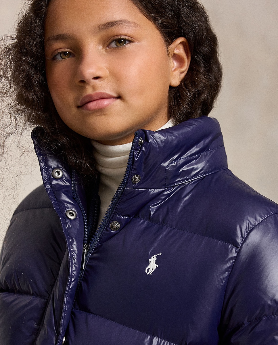 Blusão Acolchoado com Capuz Amovível e Cavalo Bordado Polo Ralph Lauren Azul-marinho-2