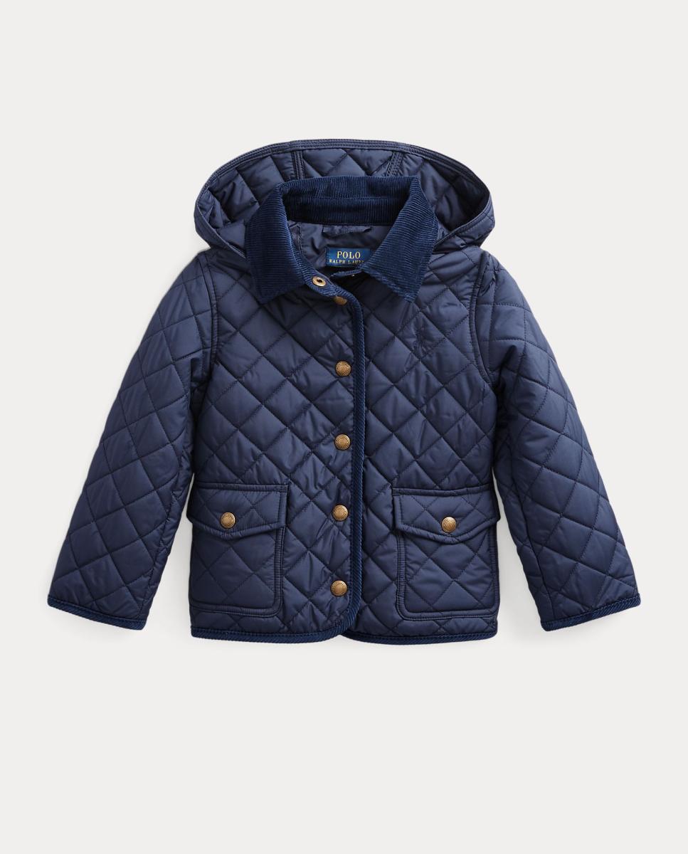 Casaco Husky Acolchoado com Gola de Bombazina Polo Ralph Lauren Azul-marinho-4