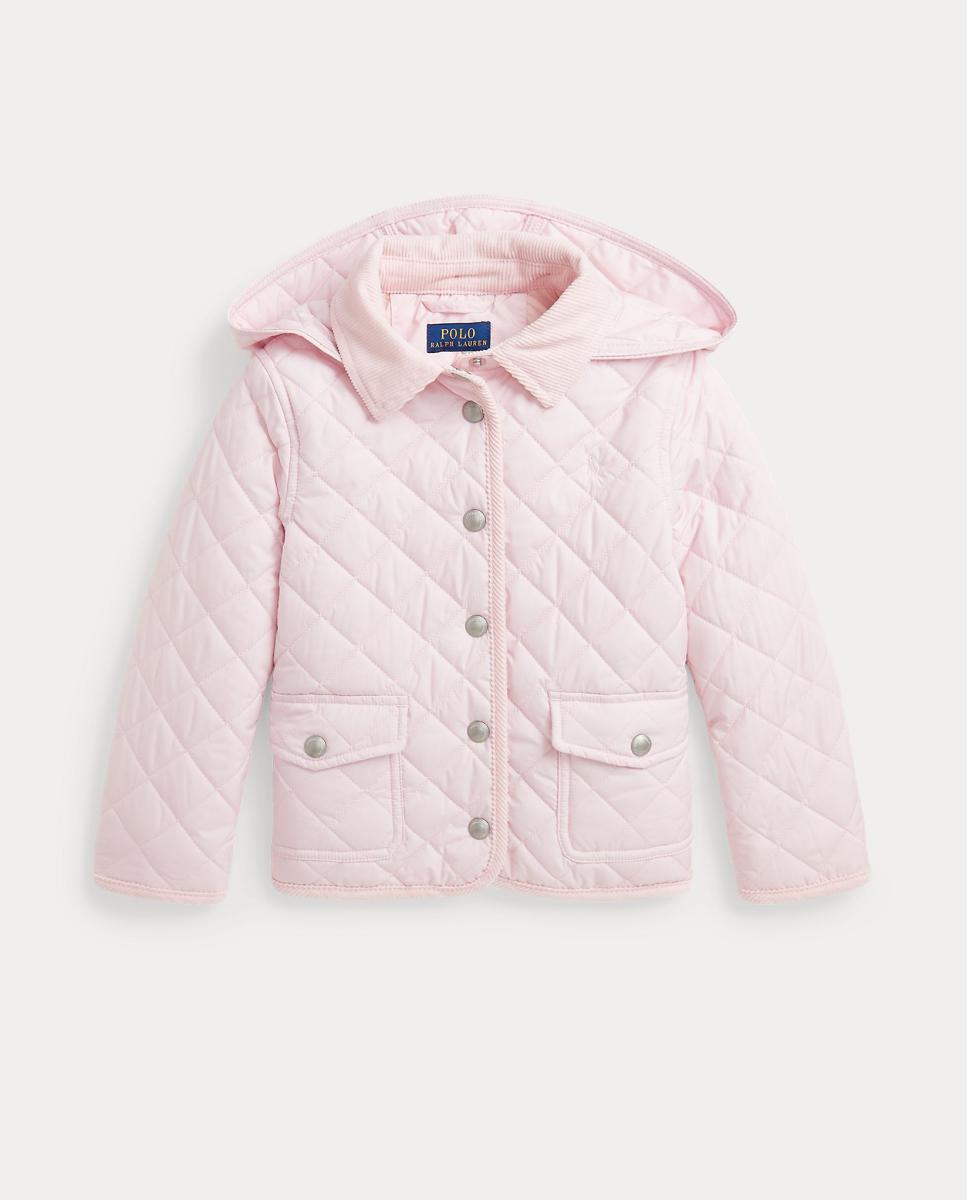 Casaco Husky Acolchoado com Gola de Bombazina Polo Ralph Lauren Rosa-4