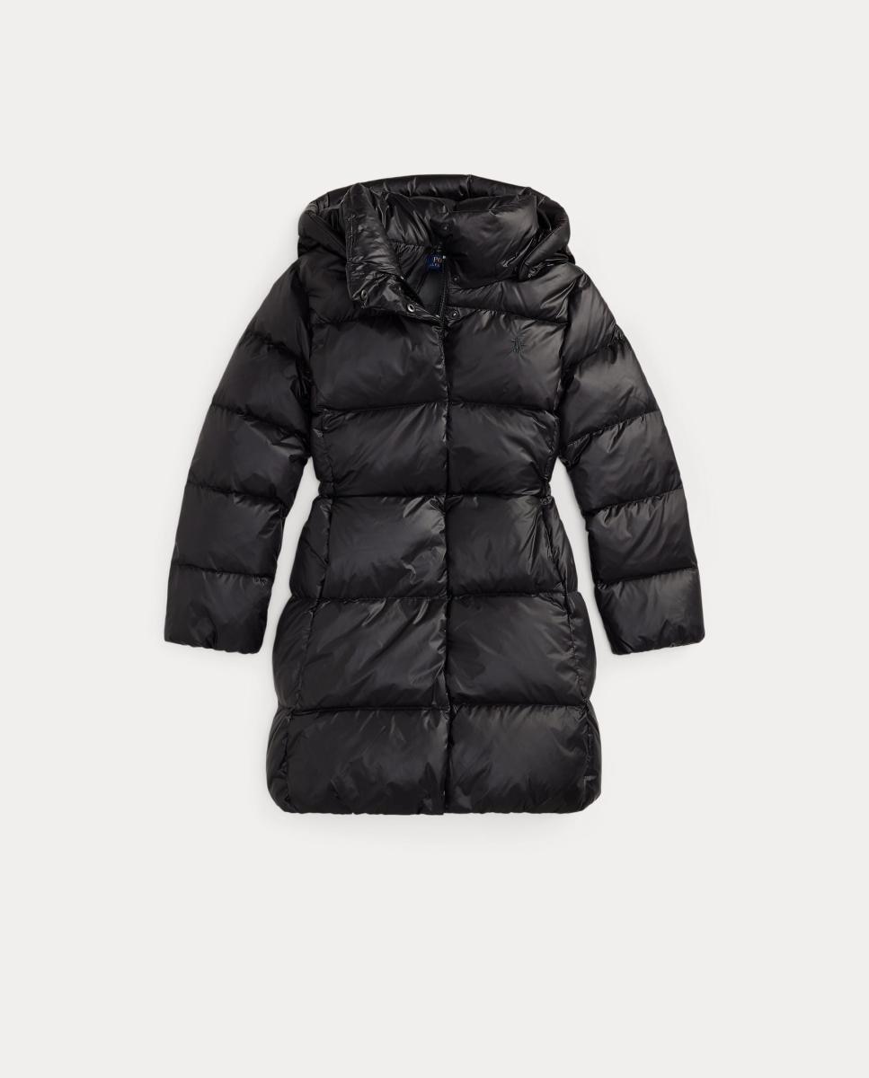 Blusão Acolchoado Comprido Metalizado de Penugem Polo Ralph Lauren Preto-4
