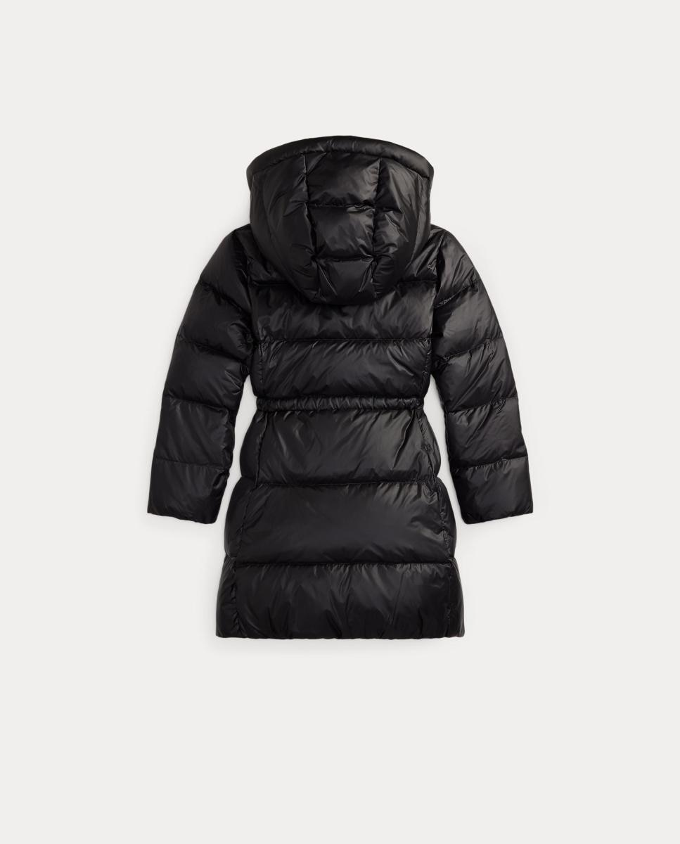 Blusão Acolchoado Comprido Metalizado de Penugem Polo Ralph Lauren Preto-5