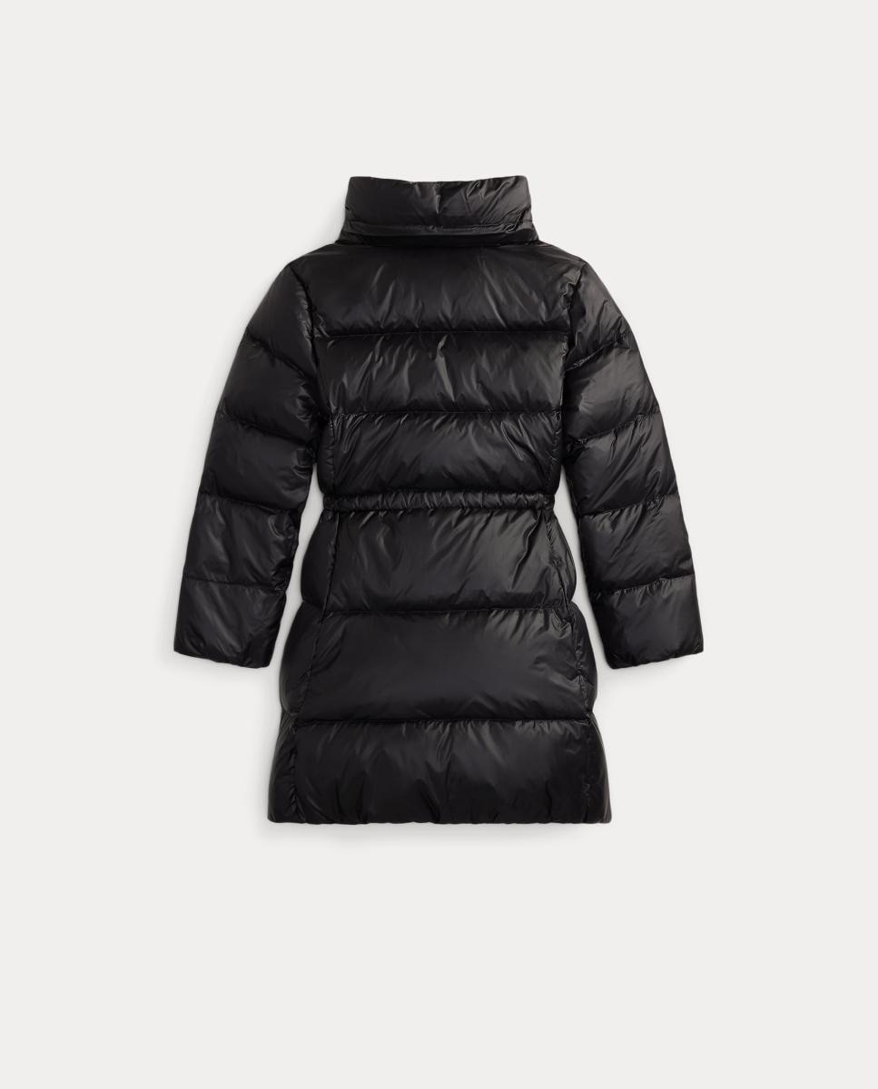Blusão Acolchoado Comprido Metalizado de Penugem Polo Ralph Lauren Preto-6