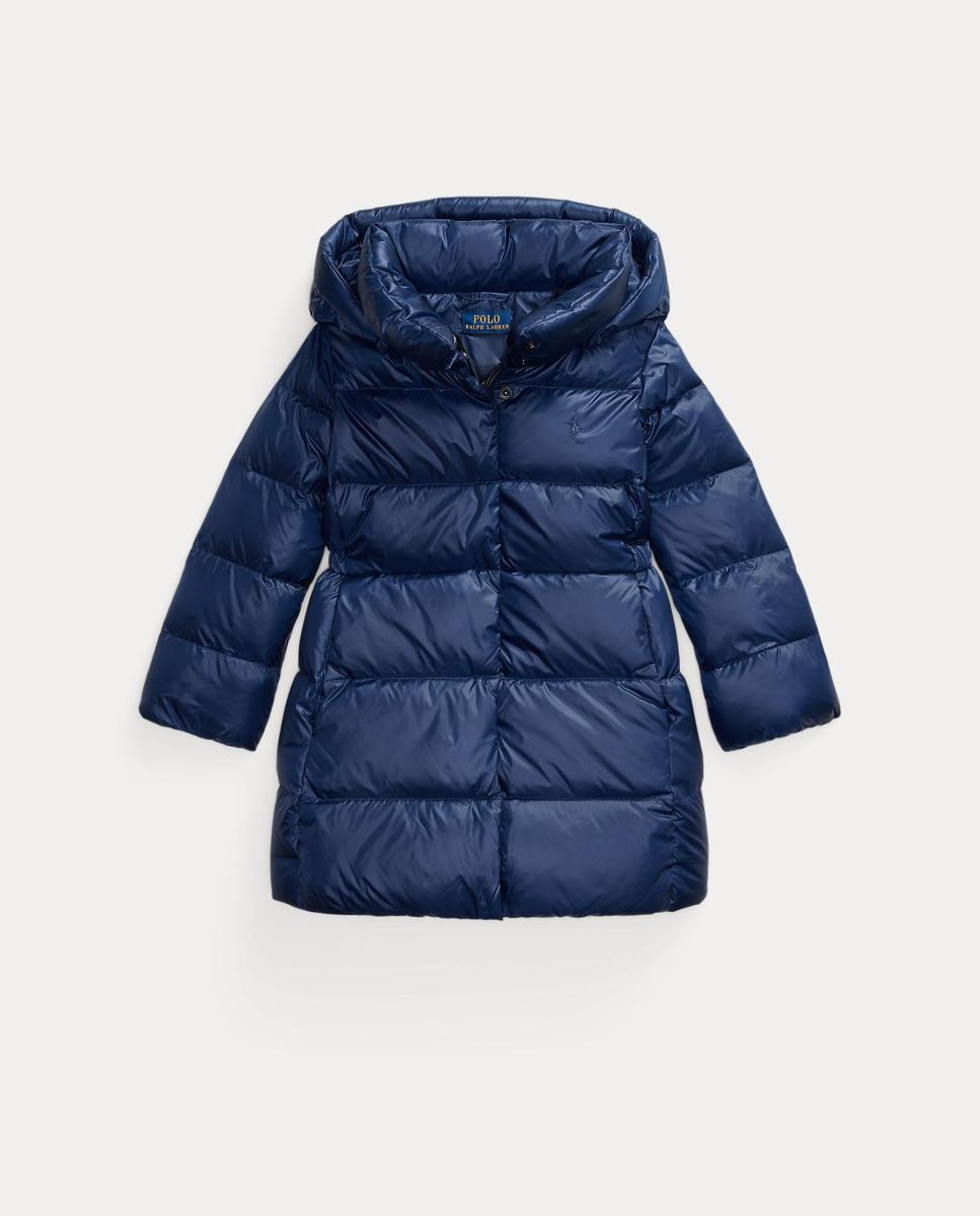 Blusão Acolchoado Comprido Metalizado de Penugem Polo Ralph Lauren Azul-marinho-4