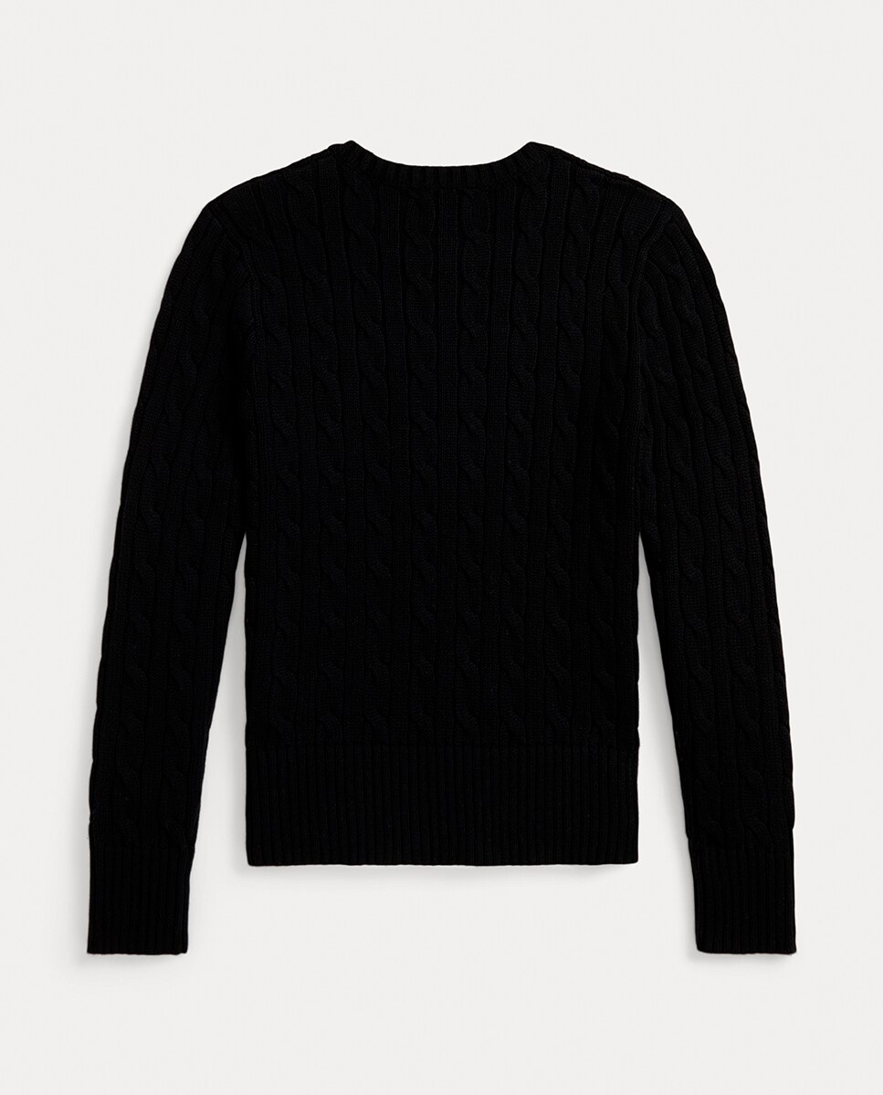 Camisola de Malha do Cabo de Algodão Preto-2