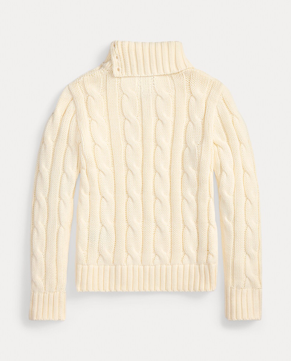Camisola de Malha do Cabo com Gola Alta Branco-2