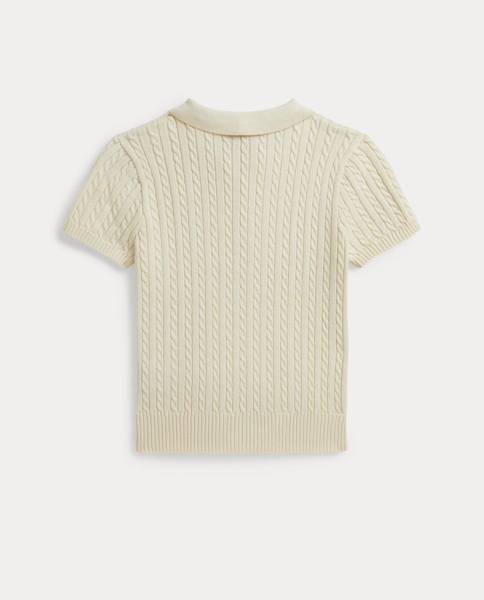 Camisola de Malha do Cabo tipo Polo de Algodão Polo Ralph Lauren Creme-5
