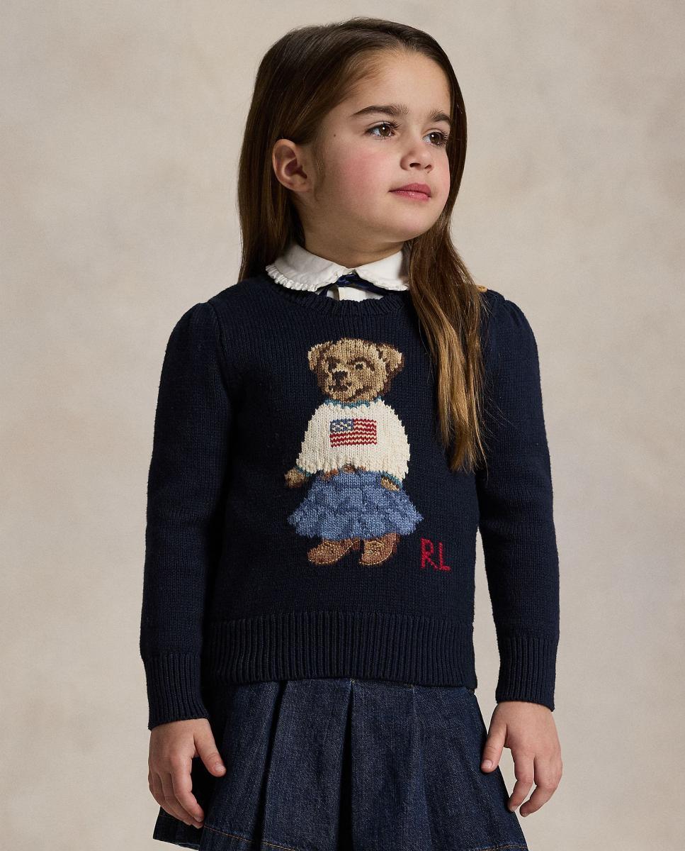 Camisola de Malha de Criança em Algodão com Polo Bear Azul-marinho-2