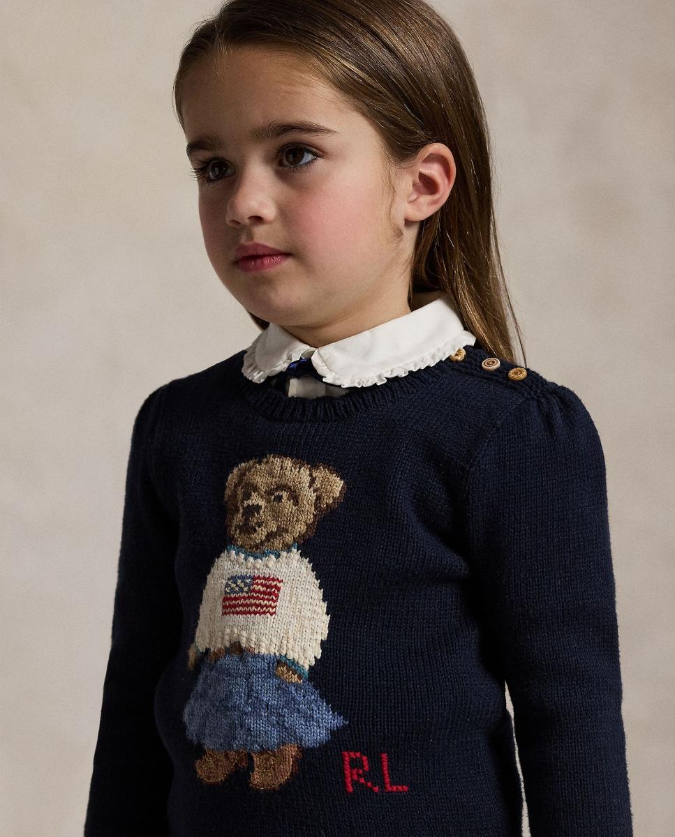 Camisola de Malha de Criança em Algodão com Polo Bear Azul-marinho-3