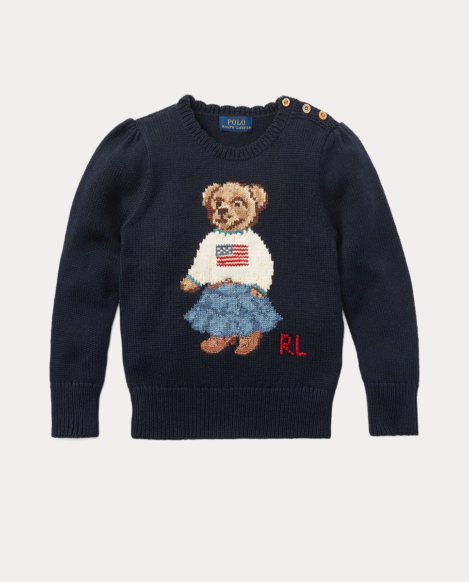 Camisola de Malha de Criança em Algodão com Polo Bear Azul-marinho-4
