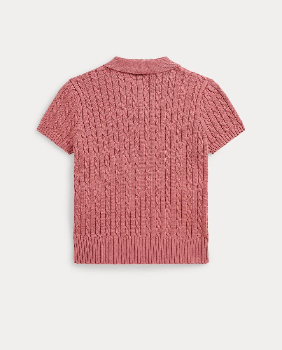Jersey de niña estilo polo de algodón en punto de ochos - Polo Ralph Lauren - Rosa Rosa-5