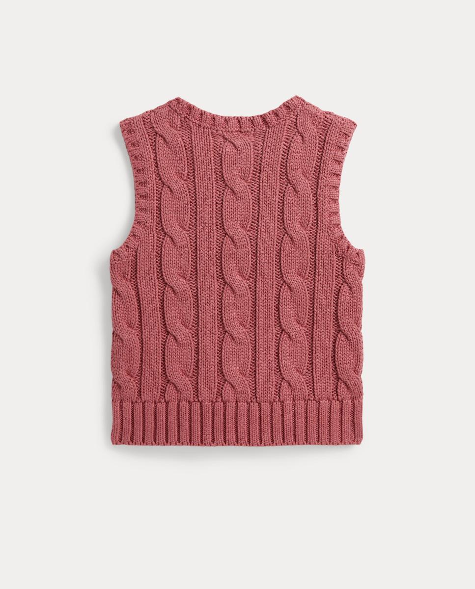 Chaleco de punto de niña de algodón en punto de ochos - Polo Ralph Lauren - Rosa Rosa-2