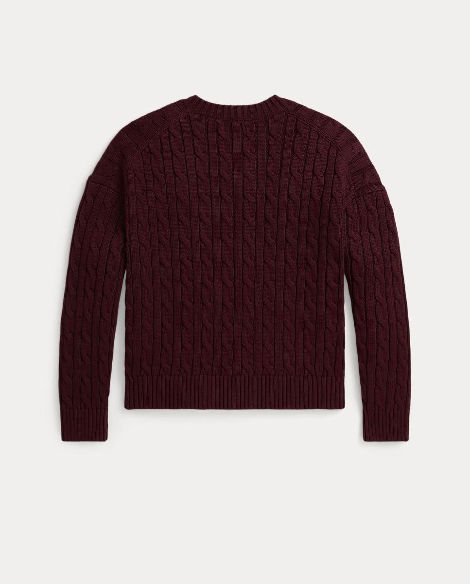 Camisola de Malha Oversized com Decote em Bico Bordeaux-5