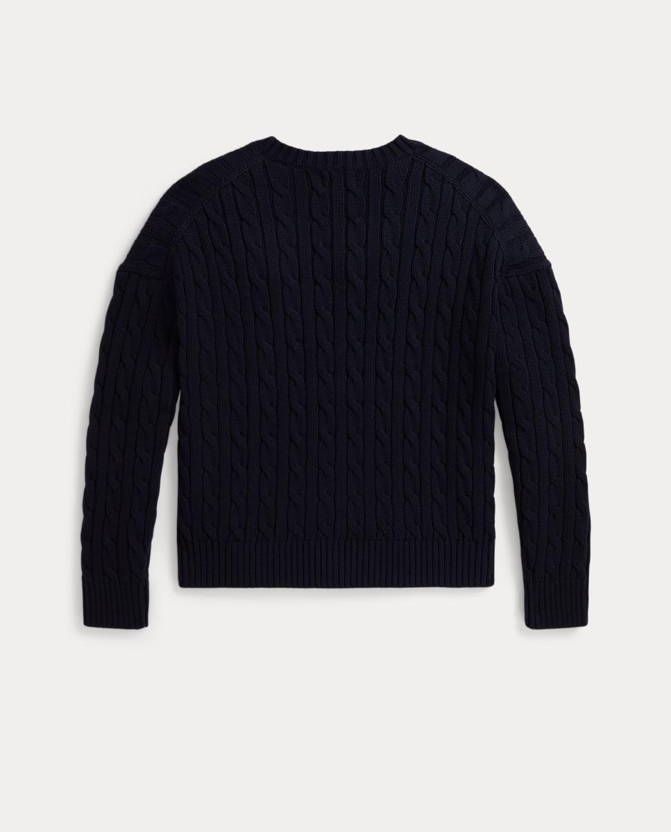 Camisola de Malha Oversized com Decote em Bico Polo Ralph Lauren Azul-marinho-2
