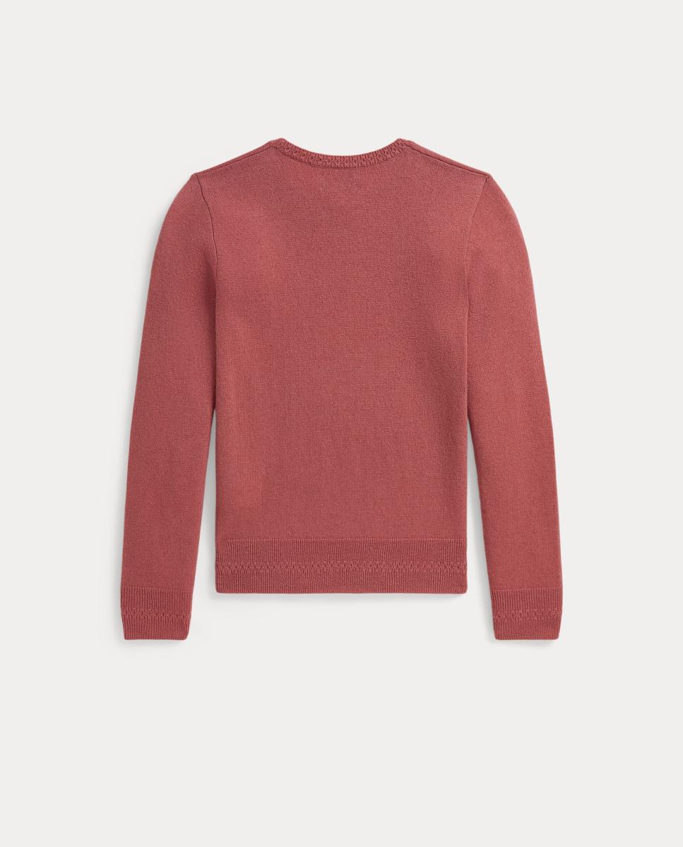 Camisola de Malha de Lã Fina com Detalhes Bordados Polo Ralph Lauren Rosa-2