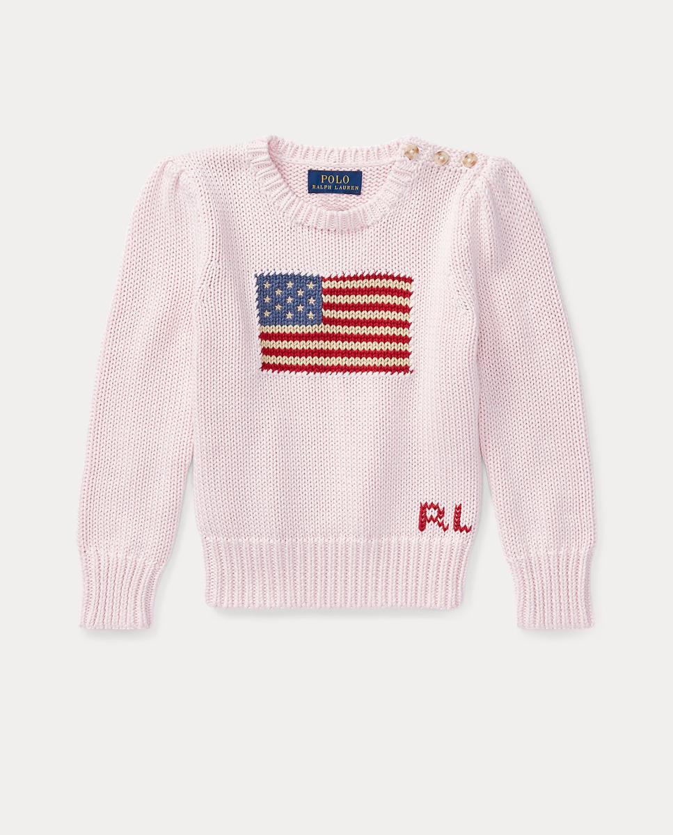 Camisola de Malha de Algodão com Bandeira Polo Ralph Lauren Rosa-4