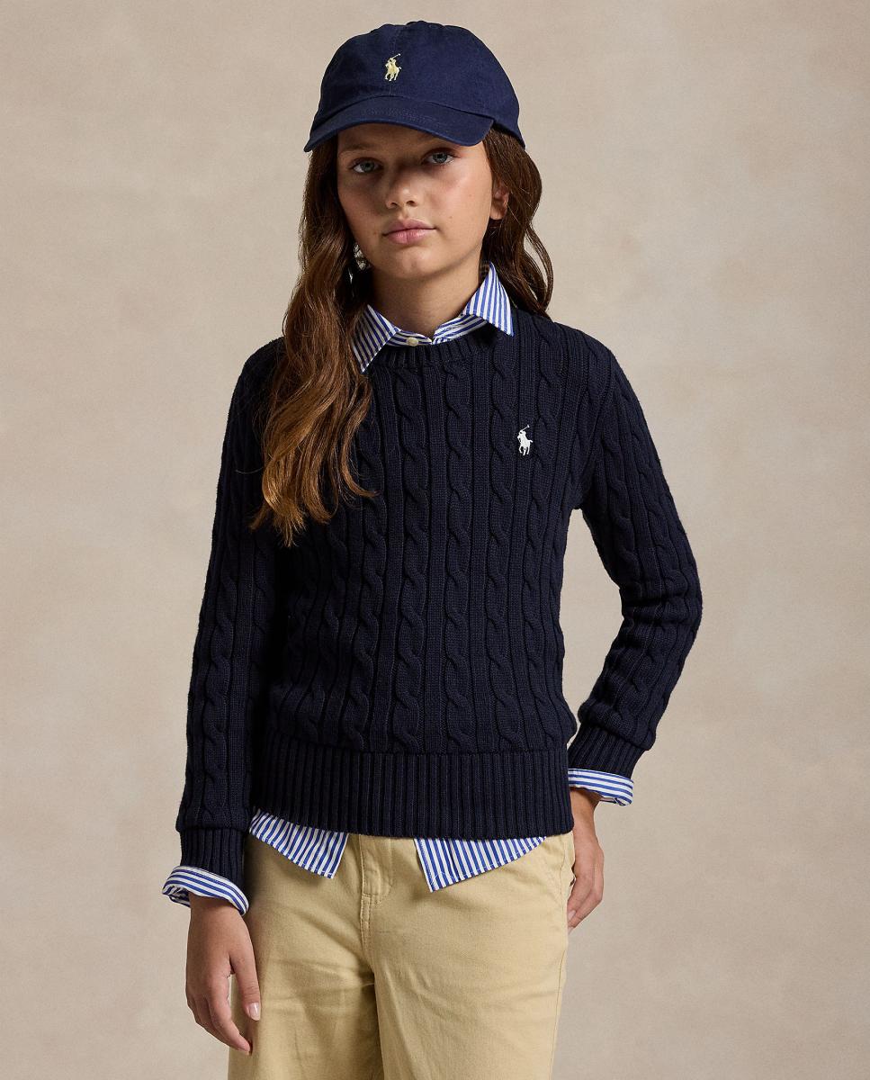 Camisola de Malha do Cabo de Algodão Polo Ralph Lauren Azul-marinho-2