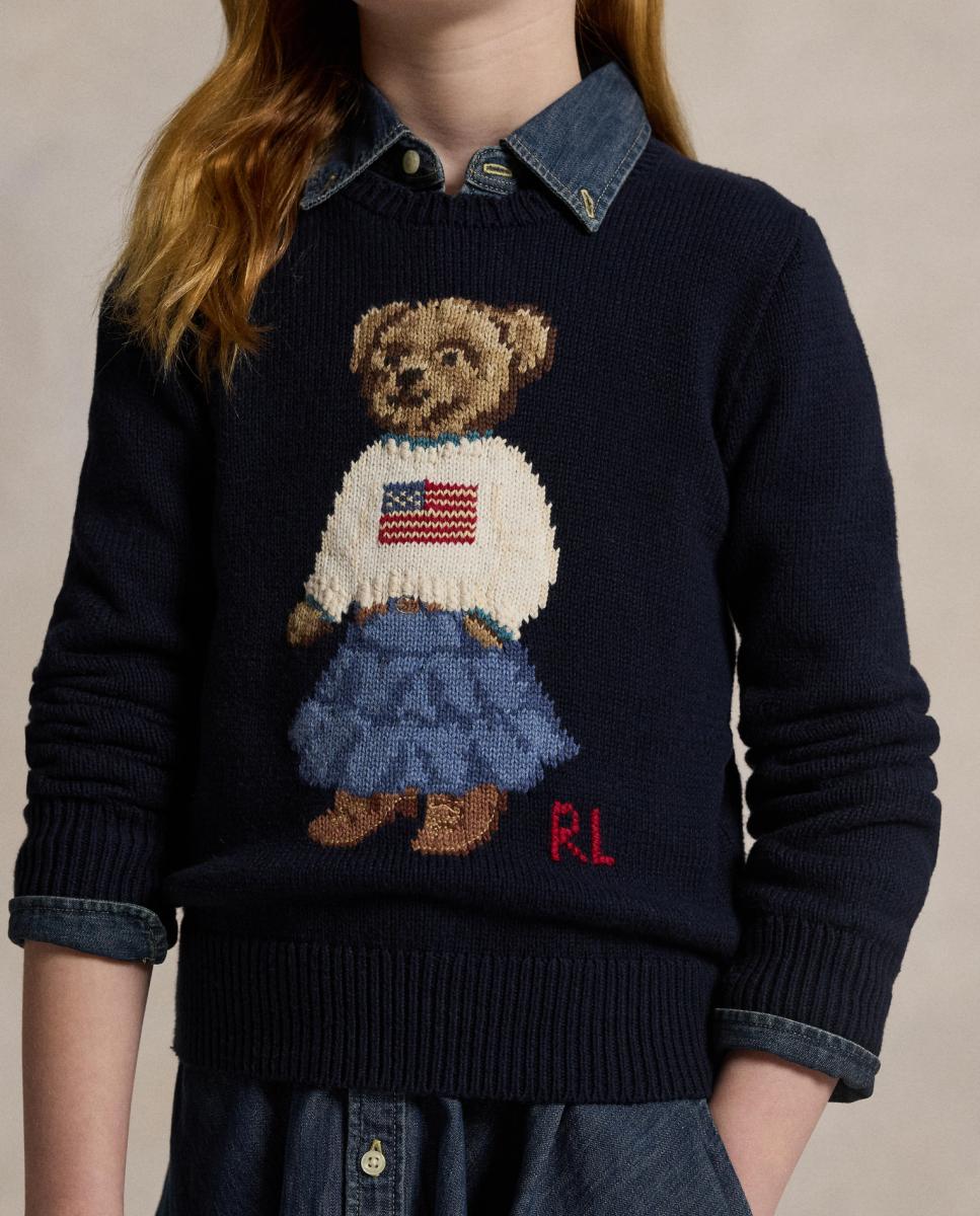 Camisola de Malha com Decote Redondo e Polo Bear Polo Ralph Lauren Azul-marinho-3
