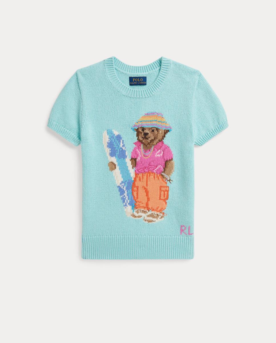 Camisola de Malha de Algodão com Manga Curta Polo Ralph Lauren Verde Água-4
