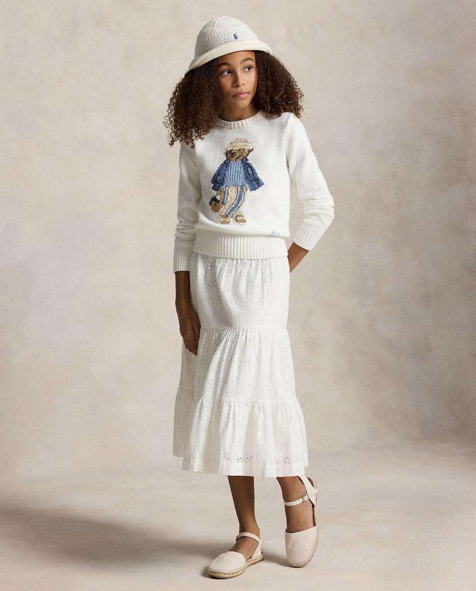 Camisola de Malha de Criança em Algodão com Polo Bear Polo Ralph Lauren Branco-marfim-4