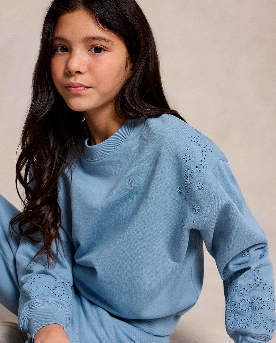 Sweatshirt de Algodão com Bordados Polo Ralph Lauren Porcelana-3