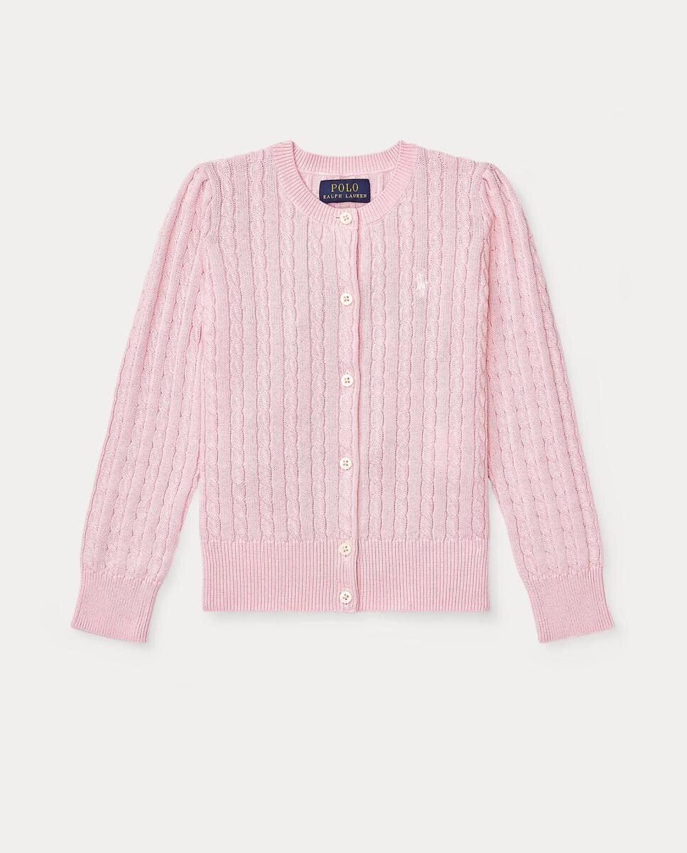 Cardigan de Malha do Cabo de Algodão Rosa-4