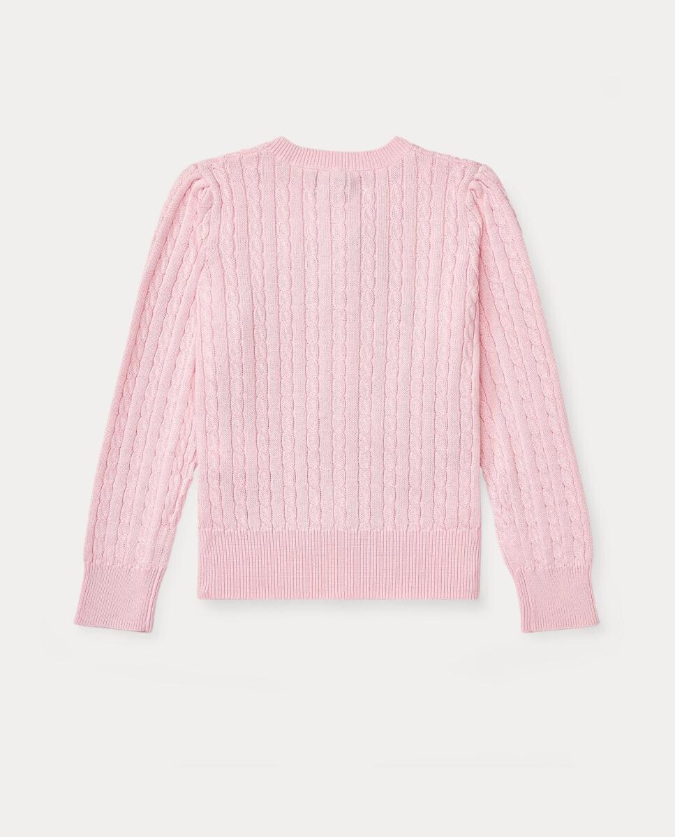 Cardigan de Malha do Cabo de Algodão Rosa-5