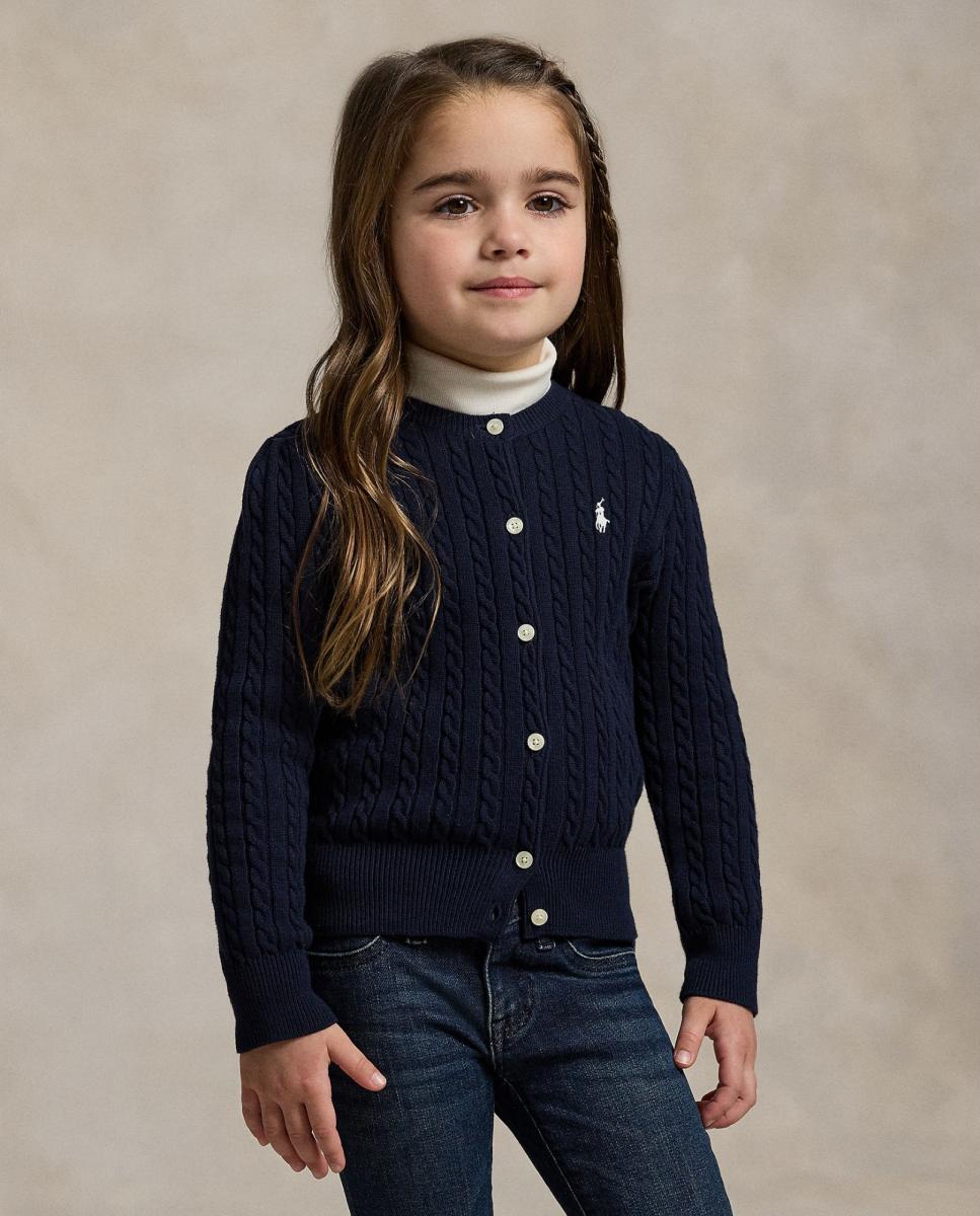 Cardigan de Malha do Cabo de Algodão Polo Ralph Lauren Azul-marinho-2