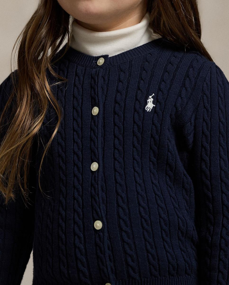 Cardigan de Malha do Cabo de Algodão Polo Ralph Lauren Azul-marinho-3