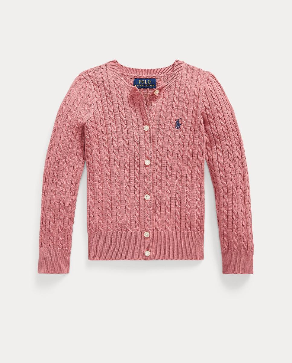 Cardigan de Malha do Cabo de Algodão Polo Ralph Lauren Rosa-4