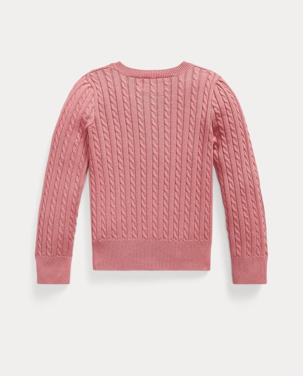 Cardigan de Malha do Cabo de Algodão Polo Ralph Lauren Rosa-5