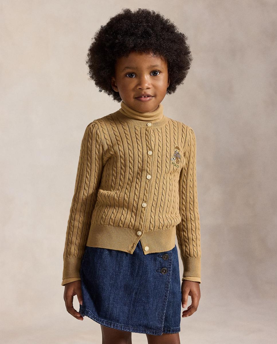 Cárdigan de niña de algodón con oso bordado - Polo Ralph Lauren - Camel Camel-1