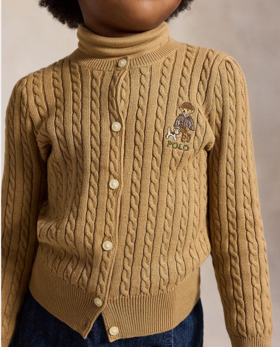 Cárdigan de niña de algodón con oso bordado - Polo Ralph Lauren - Camel Camel-2