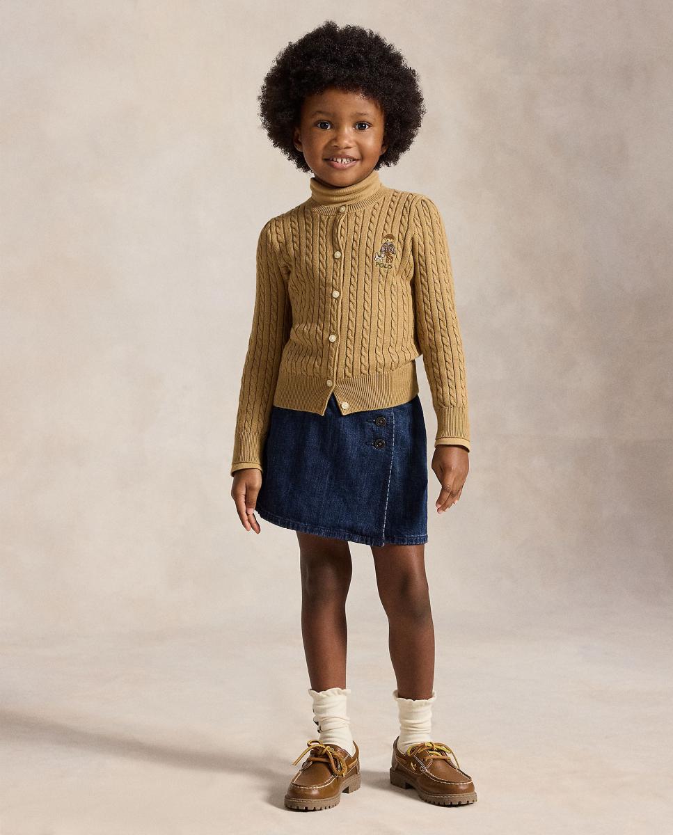 Cárdigan de niña de algodón con oso bordado - Polo Ralph Lauren - Camel Camel-3