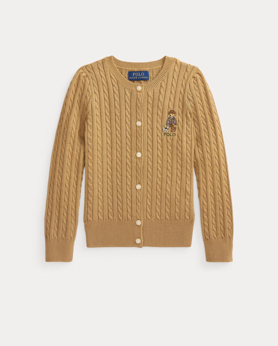 Cárdigan de niña de algodón con oso bordado - Polo Ralph Lauren - Camel Camel-4