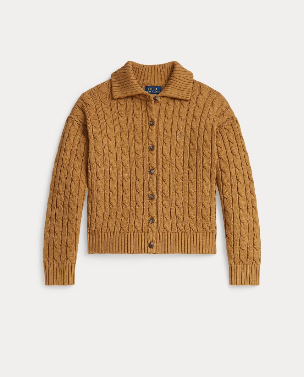 Imagem 0 de Cardigan de Malha do Cabo com Colarinho de Polo