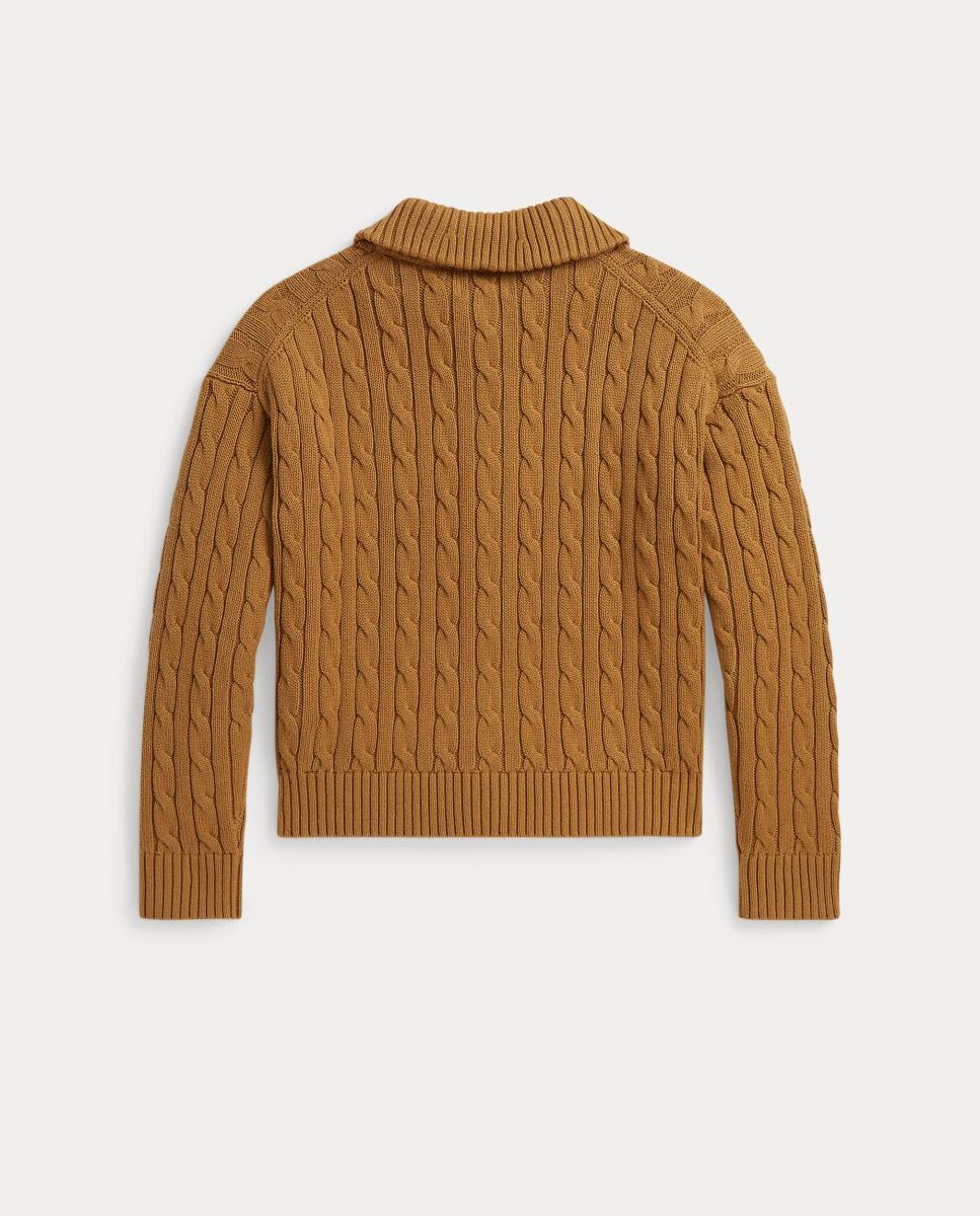 Cardigan de Malha do Cabo com Colarinho de Polo Polo Ralph Lauren Camel-2