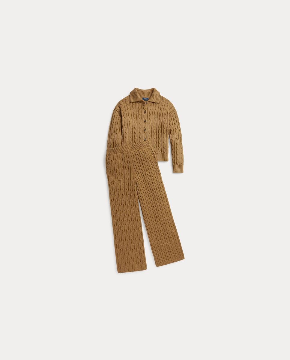 Cardigan de Malha do Cabo com Colarinho de Polo Polo Ralph Lauren Camel-3