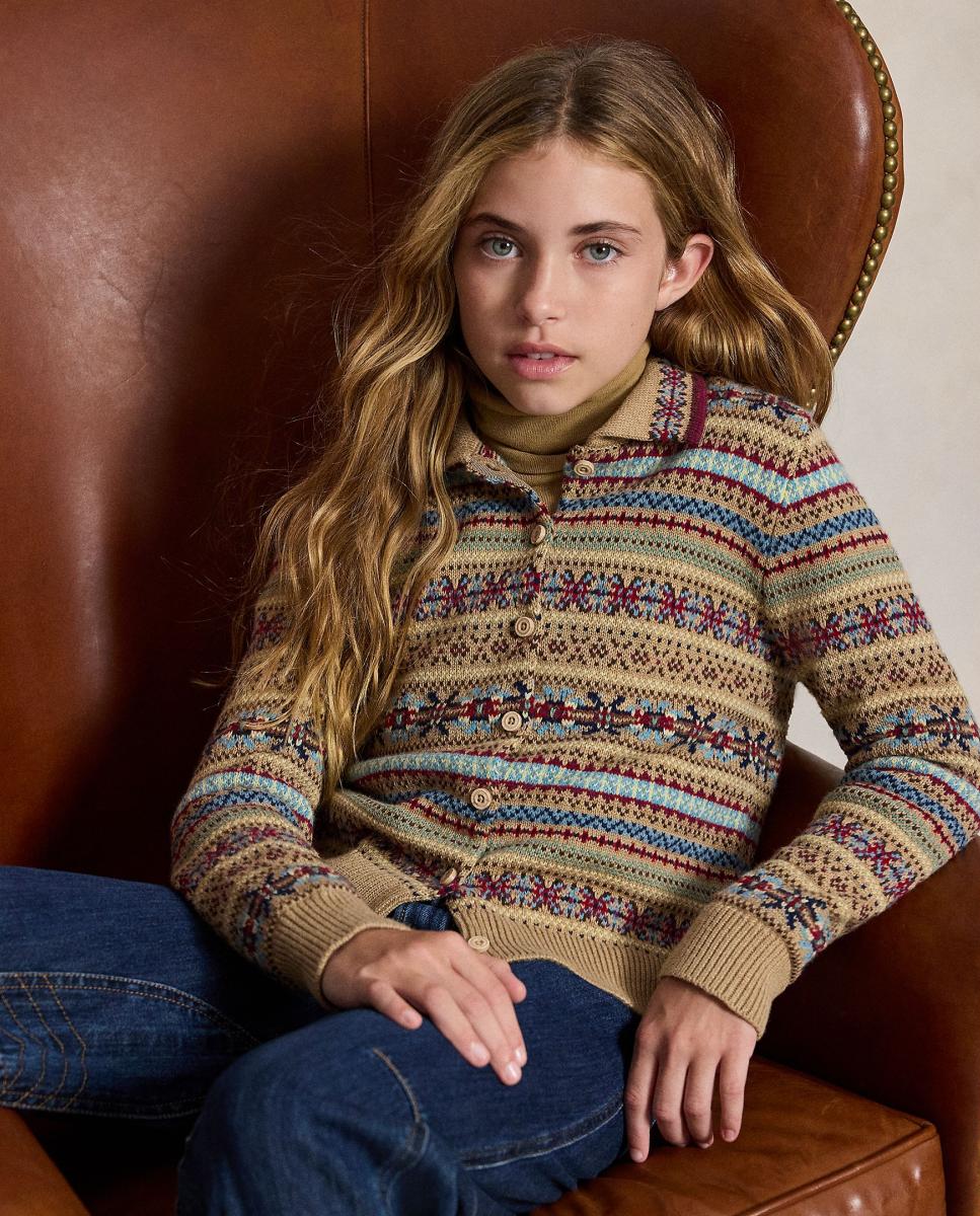 Cardigan com Estampado Fair Isle Polo Ralph Lauren Castanho-claro-3