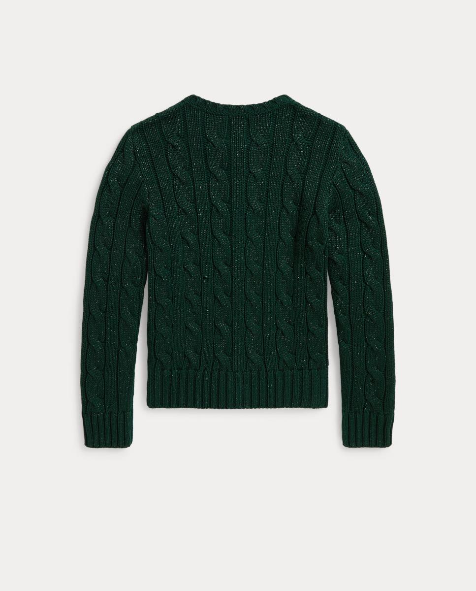 Cárdigan de niña de algodón en punto de ochos ancho - Polo Ralph Lauren - Verde oscuro Verde oscuro-2