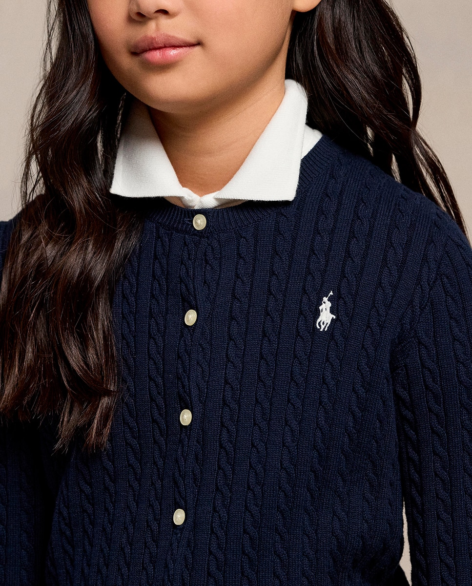 Cardigan de Malha do Cabo de Algodão Polo Ralph Lauren Azul-marinho-3