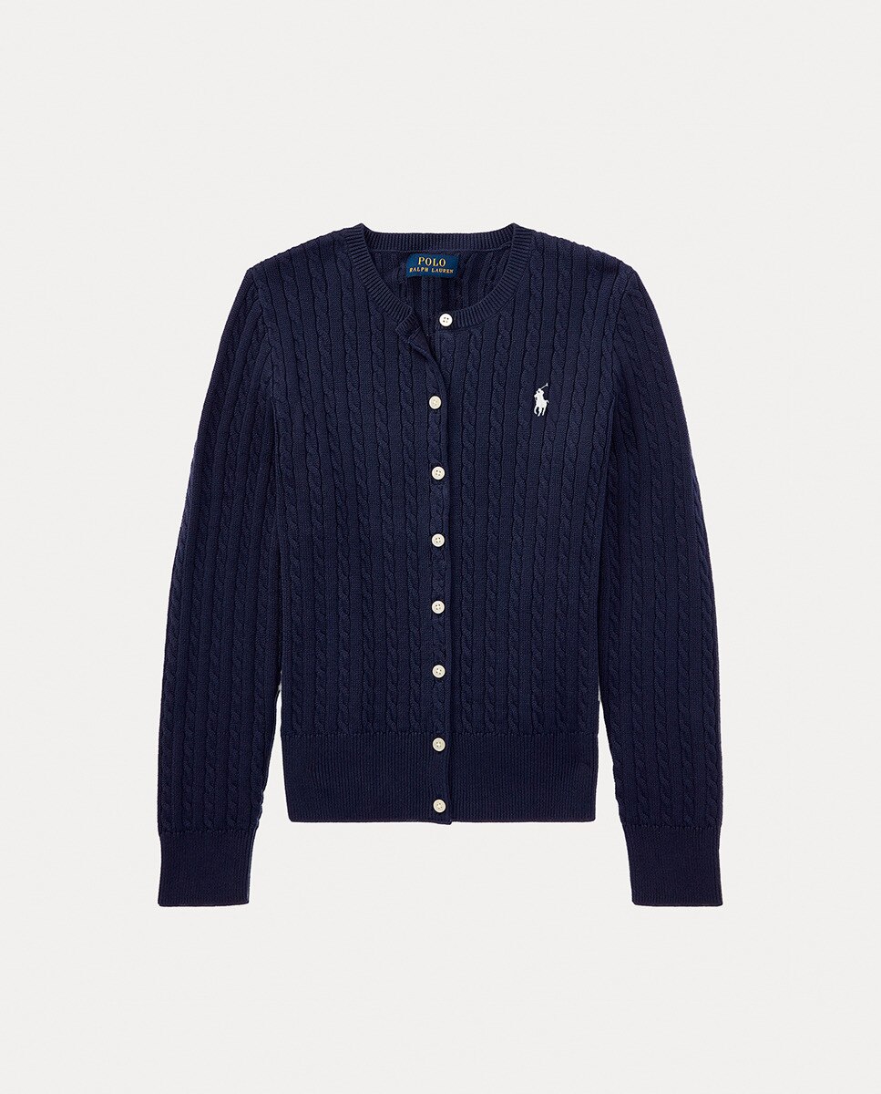 Cardigan de Malha do Cabo de Algodão Polo Ralph Lauren Azul-marinho-4